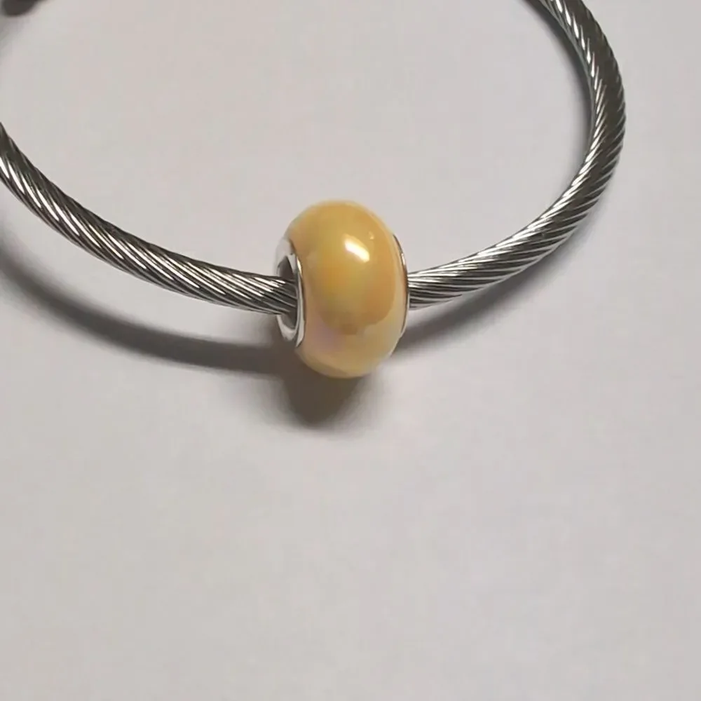 Yellow Pearlesque Charm for Pandora‎ Style Bracelet